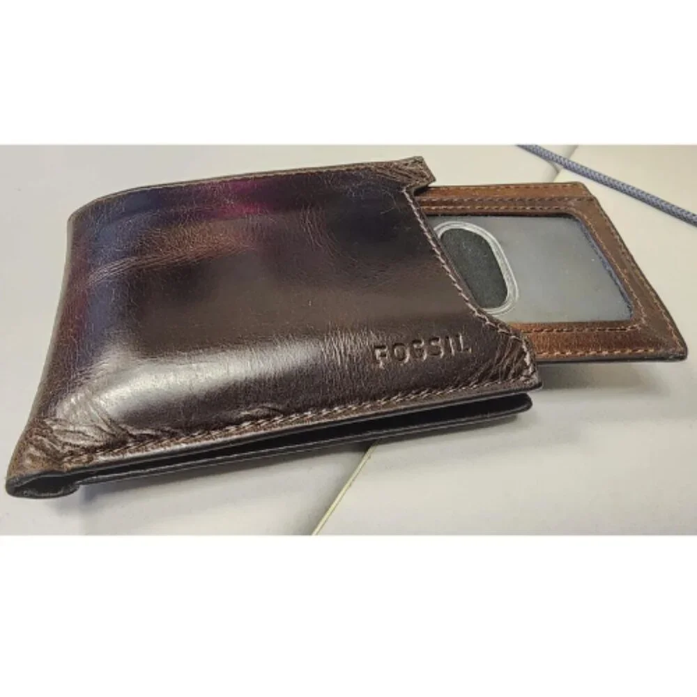 Fossil Men's Derrick Leather Bifold Sliding with Removable Card Case Wallet